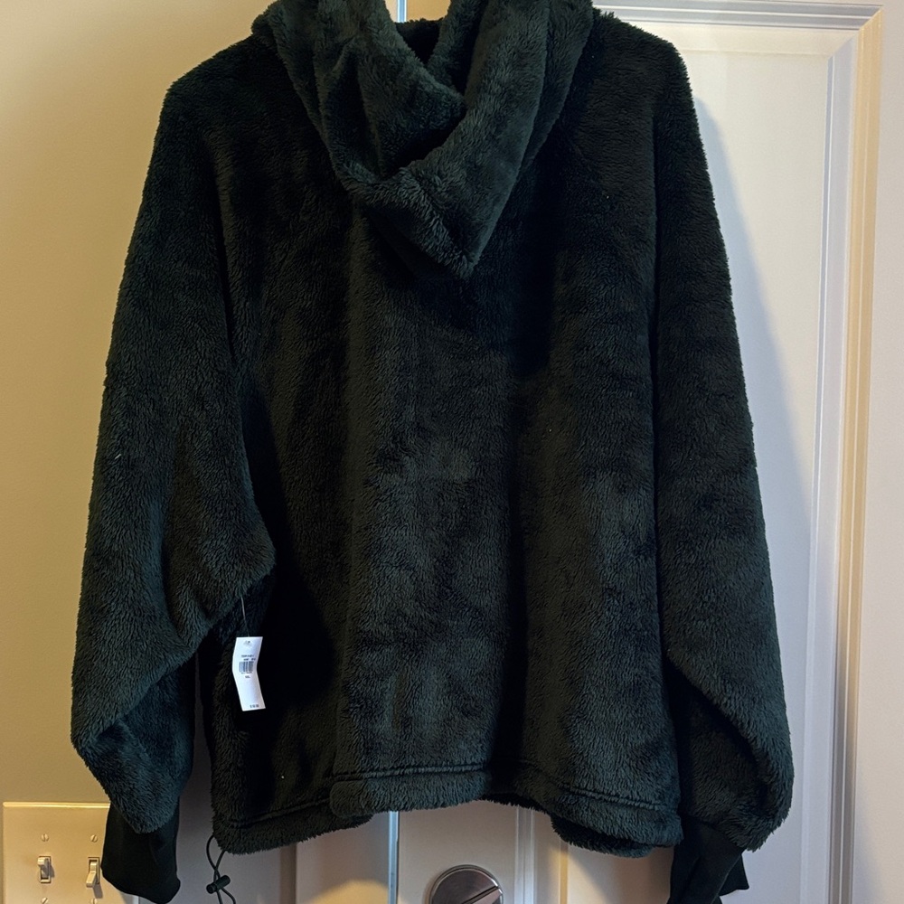 Green Fuzzy Hooded Sweatshirt - Picture 3 of 3